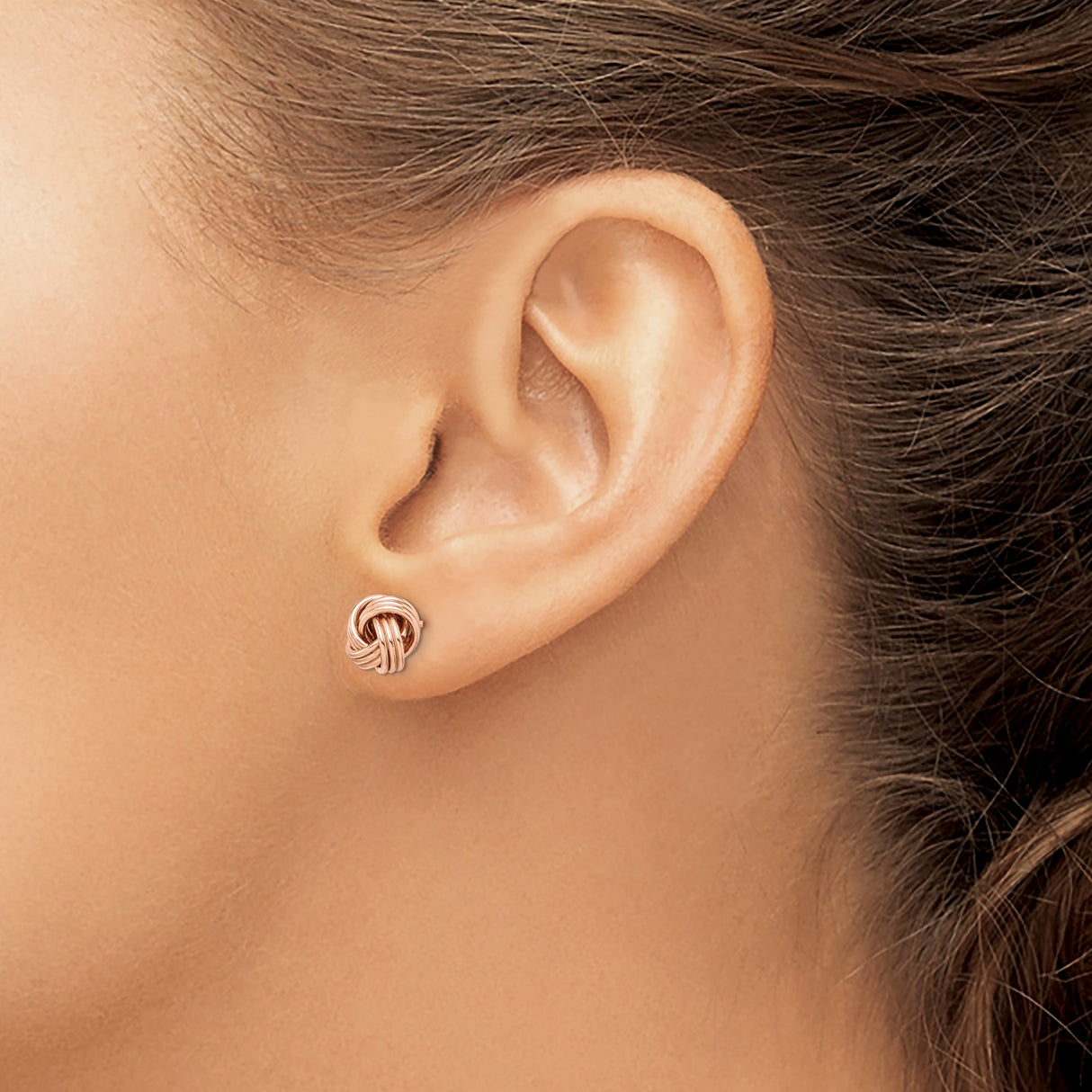Sterling Silver Rose Gold Plated Love Knot Stud Earrings