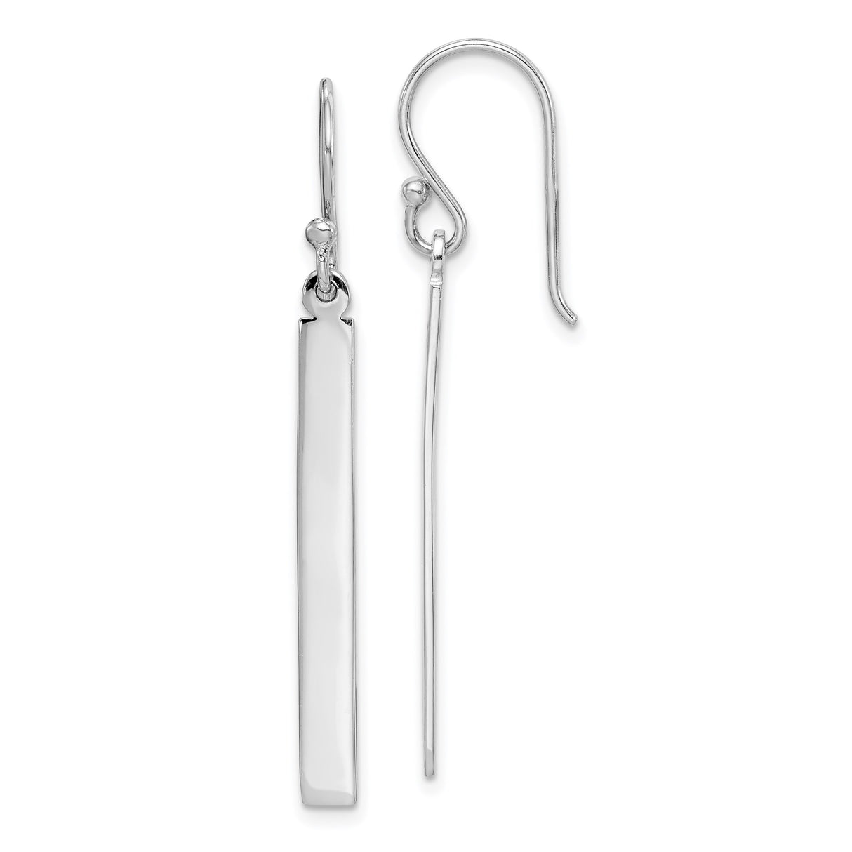 Sterling Silver Bar Drop Earrings, Minimalist Vertical Dangle Linear Design for Women