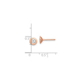 Sterling Silver Rose Gold Plated Stud Earrings with Round Cubic Zirconia, Minimalist Design