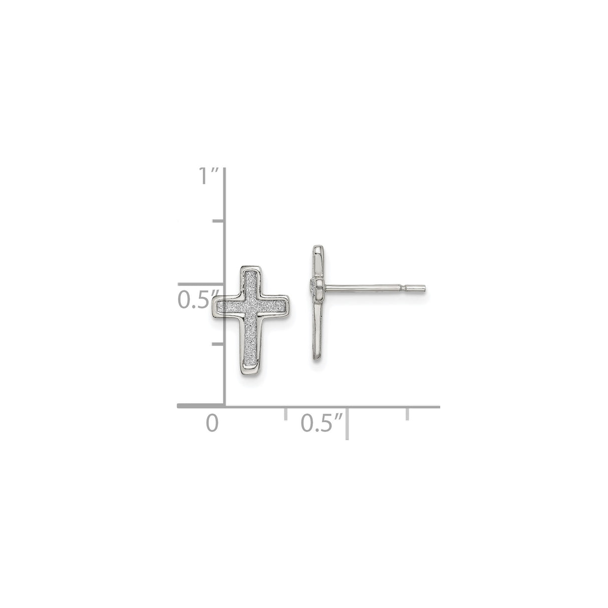 Sterling Silver Cross Earrings with Polished Latin Cross Design for Men and Women
