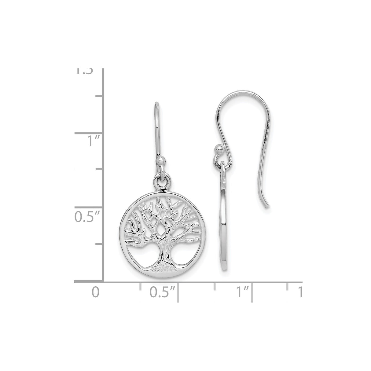 Sterling Silver Dangle Earrings with Openwork Tree of Life Design, Boho Celtic Style