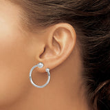 Sterling Silver Hoop Stud Earrings with Polished Ball Ends, Minimalist Modern Design for Women