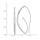 Sterling Silver Long Hook Earrings with Cubic Zirconia, Curved Minimalist Threader Dangle Style
