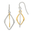 Sterling Silver Marquise Drop Earrings with Twisted Metal Design, Silver and Gold Tone, Modern Style
