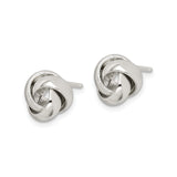 Sterling Silver Love Knot Stud Earrings with Twisted Design Symbolizing Eternal Love