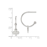 Sterling Silver Hoop Earrings with Club Charm, Minimalist Poker Symbol Design for Women