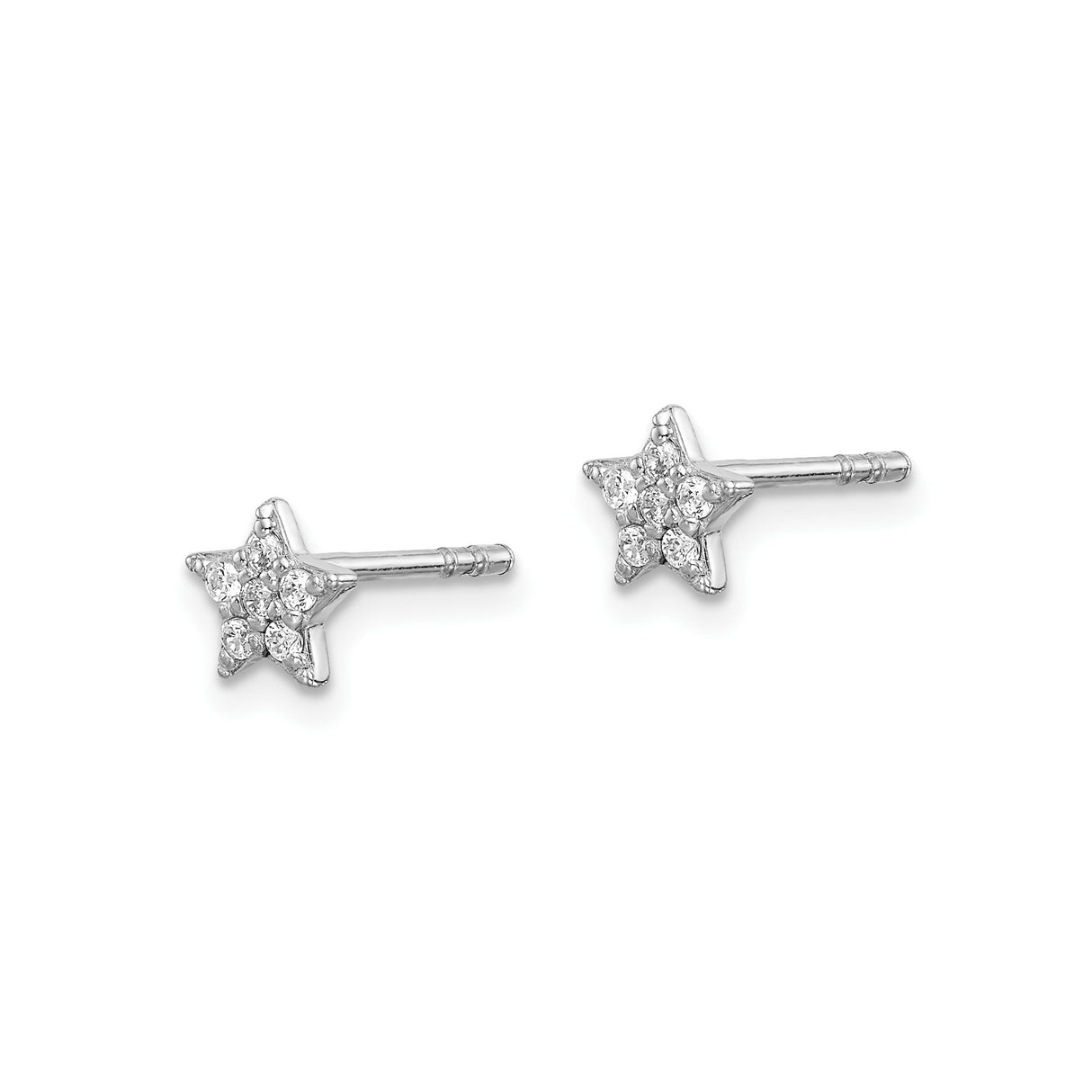 Sterling Silver Star Stud Earrings with Cubic Zirconia, Celestial Minimalist Design