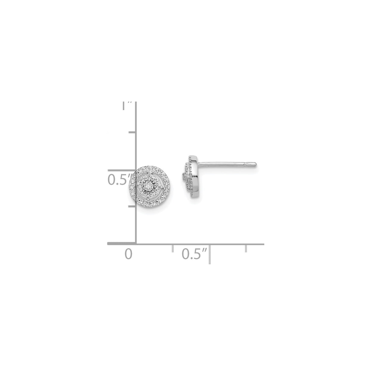 Sterling Silver Stud Earrings with Diamond Double Halo Design