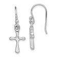 Sterling Silver Cross Dangle Earrings, Polished Finish, Modern Christian Design