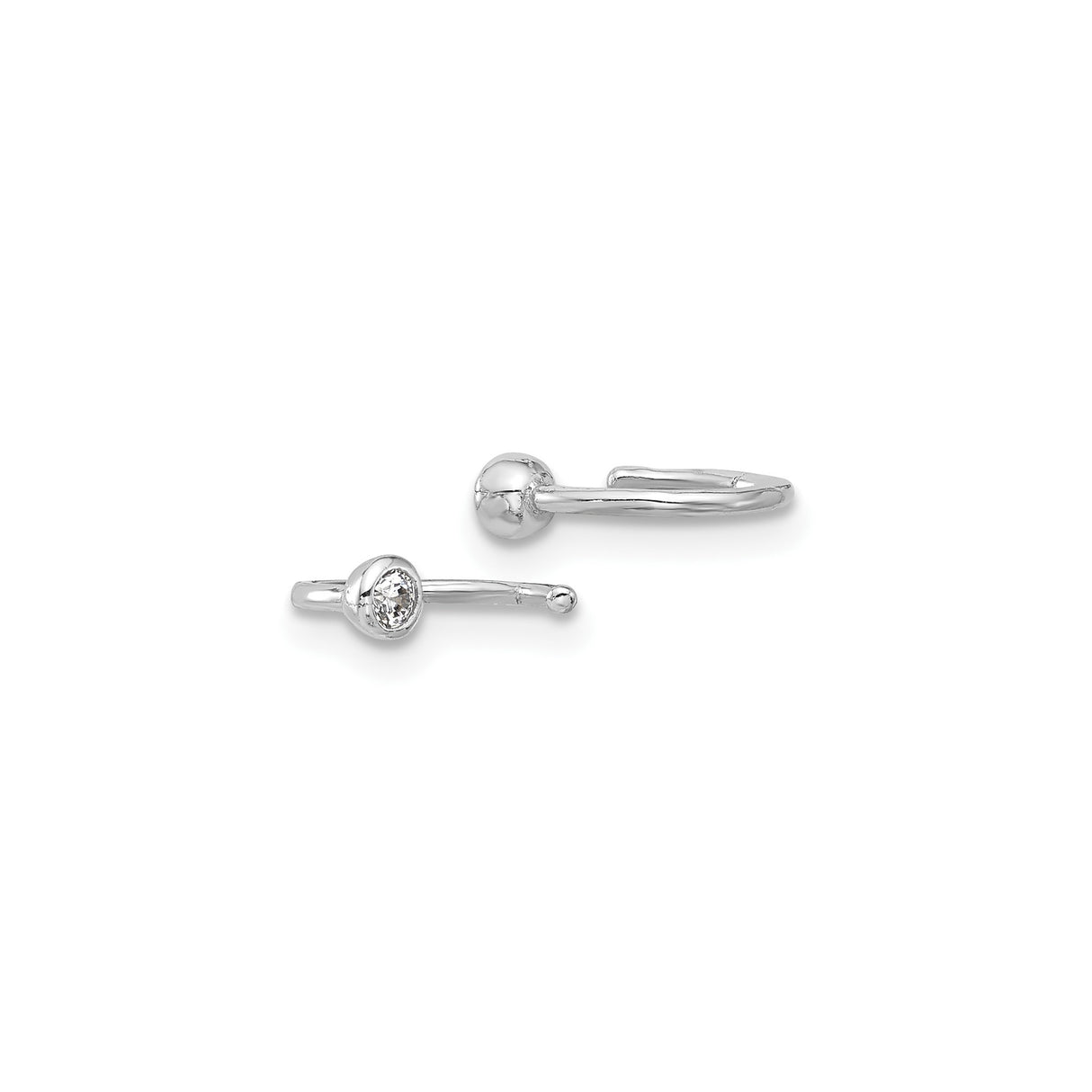 Sterling Silver L Shaped Nose Ring With CZ Bezel Setting