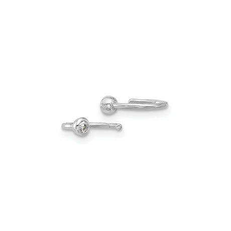 Sterling Silver L Shaped Nose Ring With CZ Bezel Setting