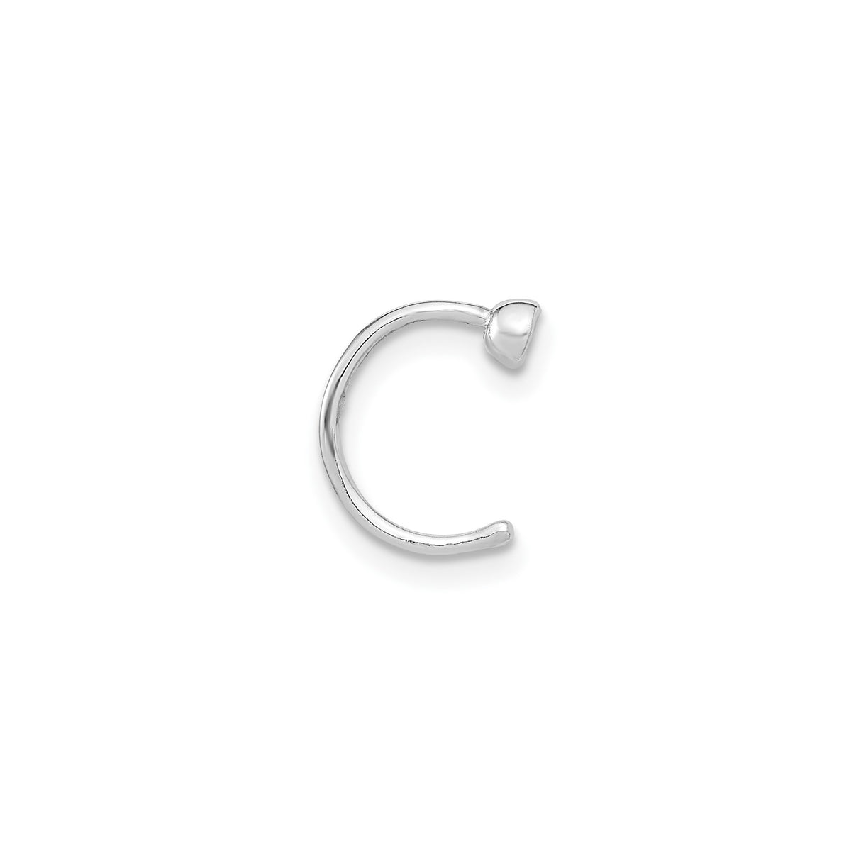 Sterling Silver L Shaped Nose Ring With CZ Bezel Setting