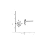 Sterling Silver Starburst Stud Earrings with Cubic Zirconia, Celestial Design for Women