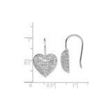 Sterling Silver Heart Drop Earrings with Open Filigree Wire Design for Women