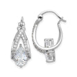 Sterling Silver Teardrop Dangle Earrings with Crisscross Pavé and Pear-Shaped Cubic Zirconia