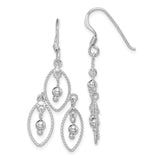 Sterling Silver Dangle Earrings with Triple Oval Drops and Twisted Rope Detail