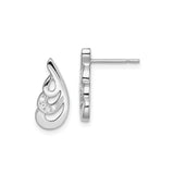 Sterling Silver Teardrop Stud Earrings for Women with Abstract Swirl Design, Cubic Zirconia Accents, Modern Minimalist Silver Studs for Daily Wear, Elegant Contemporary Fashion Jewelry