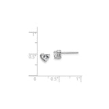Sterling Silver Heart Stud Earrings with White Topaz, Romantic Minimalist Design
