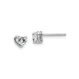 Sterling Silver Heart Stud Earrings with White Topaz, Romantic Minimalist Design