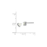 Sterling Silver Heart Stud Earrings with Created Opal, Romantic Minimalist Design