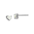 Sterling Silver Heart Stud Earrings with Created Opal, Romantic Minimalist Design