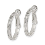 Sterling Silver Hoop Earrings with Textured Double Hoop and Diamond Cut Finish