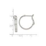 Sterling Silver Hoop Earrings with Textured Double Hoop and Diamond Cut Finish