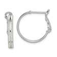 Sterling Silver Hoop Earrings with Textured Double Hoop and Diamond Cut Finish