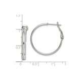 Sterling Silver Textured Hoop Earrings with Double Row Diamond Cut Detailing for Women