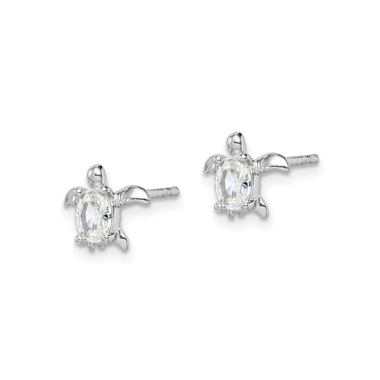 Sterling Silver Turtle Stud Earrings Round Gemstone Shell