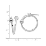 Sterling Silver Hoop Earrings with Double Hoop Design and Polished Ball Accents