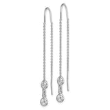 Sterling Silver Threader Earrings with Cubic Zirconia Drops and Delicate Chain Design