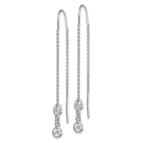 Sterling Silver Threader Earrings with Cubic Zirconia Drops and Delicate Chain Design
