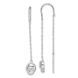 Sterling Silver Threader Earrings with Dangling Skull Charms, Gothic Punk Style