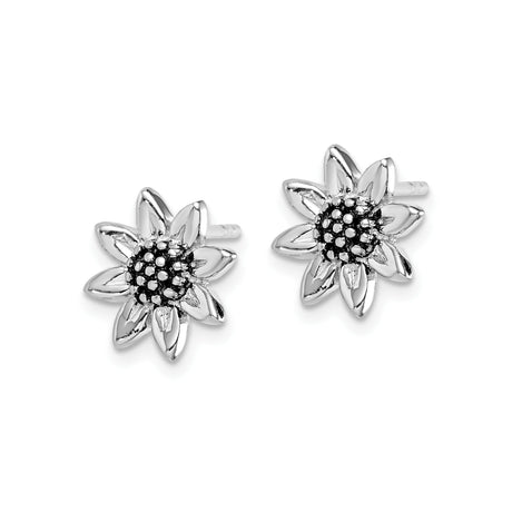 Sterling Silver Sunflower Stud Earrings Beaded Center