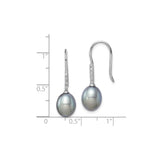 Sterling Silver Drop Earrings with White Cultured Freshwater Pearls and Cubic Zirconia