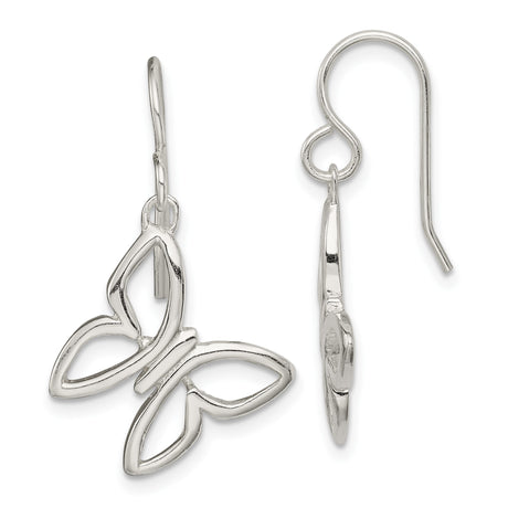 Sterling Silver Butterfly Dangle Earrings with Open Wing Design, Nature Inspired Jewelry