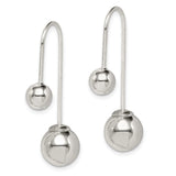 Sterling Silver Drop Earrings with Double Ball Accents, Asymmetrical Modern Design