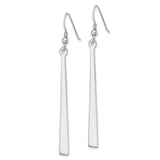 Sterling Silver Drop Earrings, Long Tapered Bar Design, Minimalist Linear Style for Women