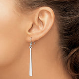 Sterling Silver Drop Earrings, Long Tapered Bar Design, Minimalist Linear Style for Women