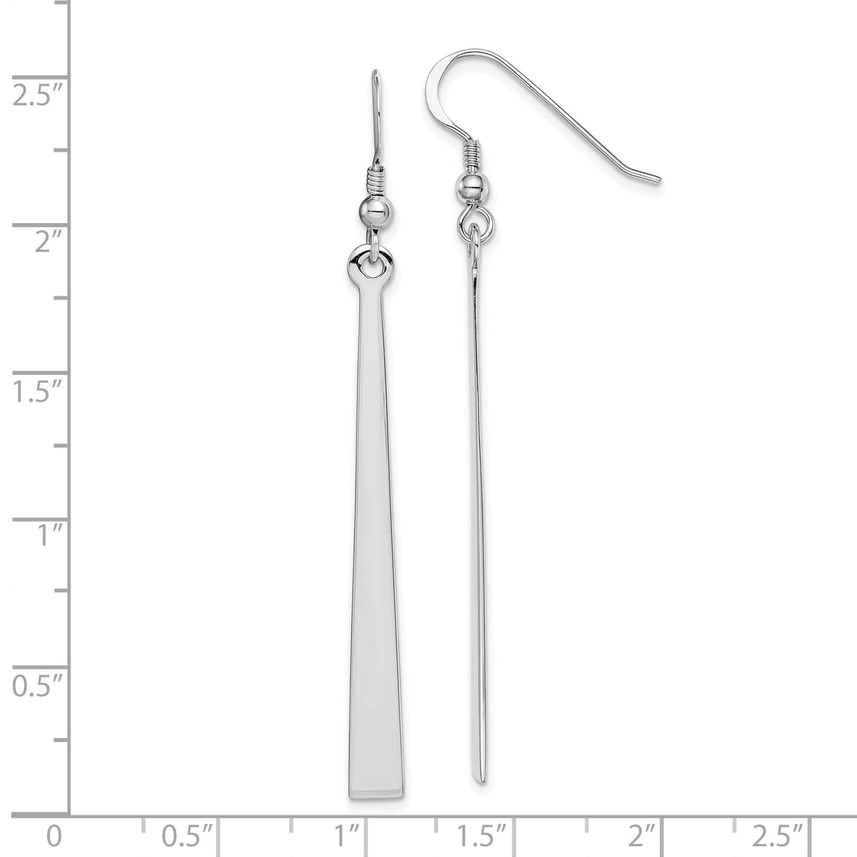 Sterling Silver Drop Earrings, Long Tapered Bar Design, Minimalist Linear Style for Women