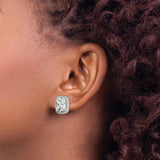 Sterling Silver Cushion Cut Cubic Zirconia Stud Earrings with Halo Setting for Women