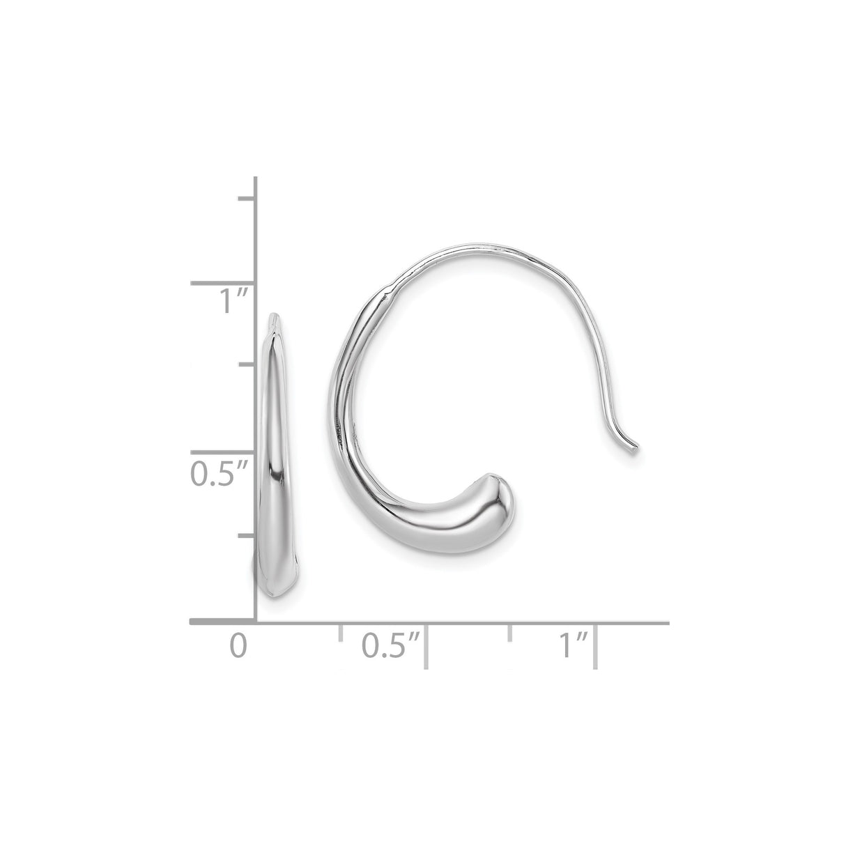 Sterling Silver Wave Hoop Earrings, Modern Minimalist Curved Design for Women