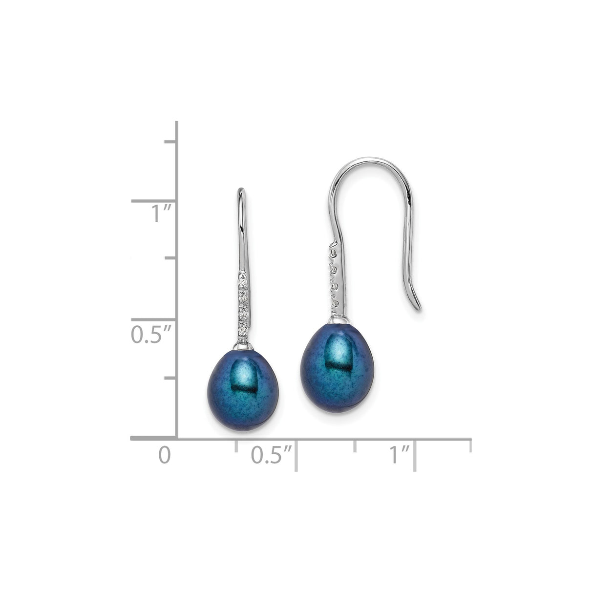 Sterling Silver Dangle Earrings with Peacock Freshwater Pearls and Cubic Zirconia Accents