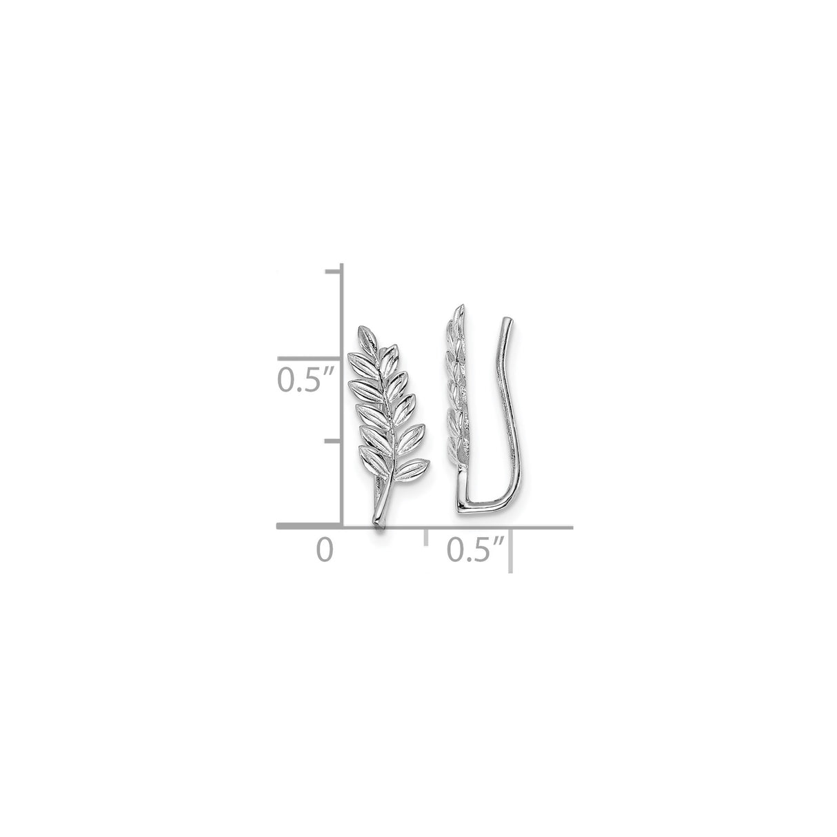 Sterling Silver Leaf Ear Climbers, Laurel Branch Earrings, Nature Inspired Botanical Design