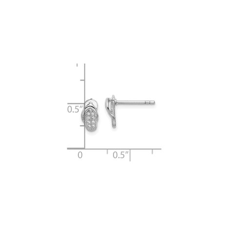 Sterling Silver Stud Earrings Twisted Ribbon With CZ Pave