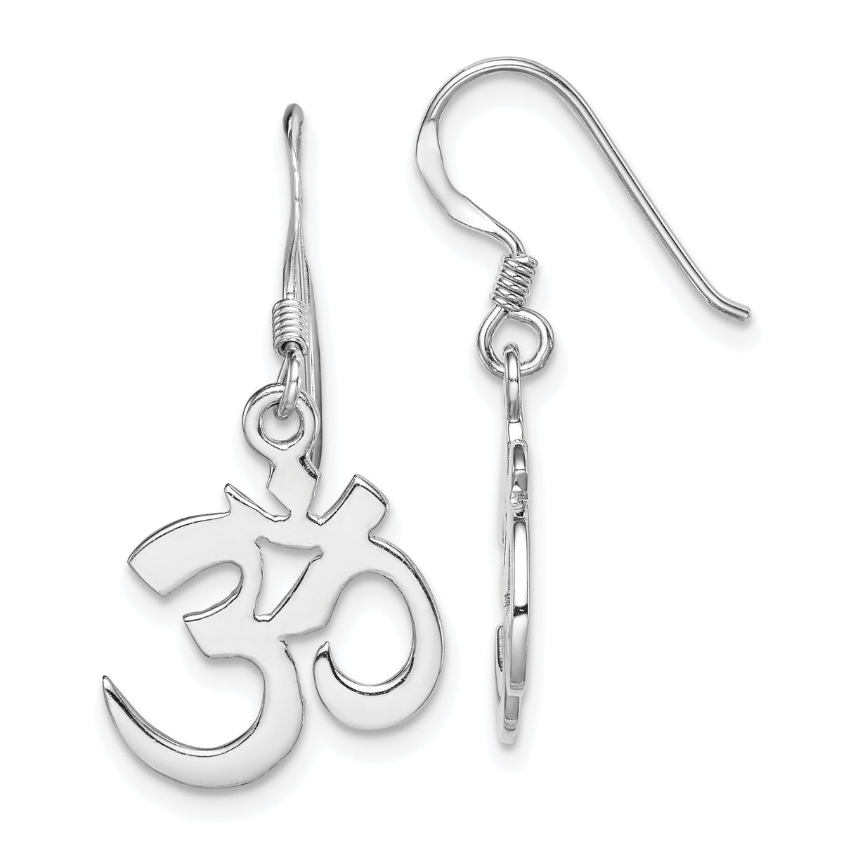 Sterling Silver Dangle Earrings with Om Symbol, Yoga Spiritual Jewelry for Women