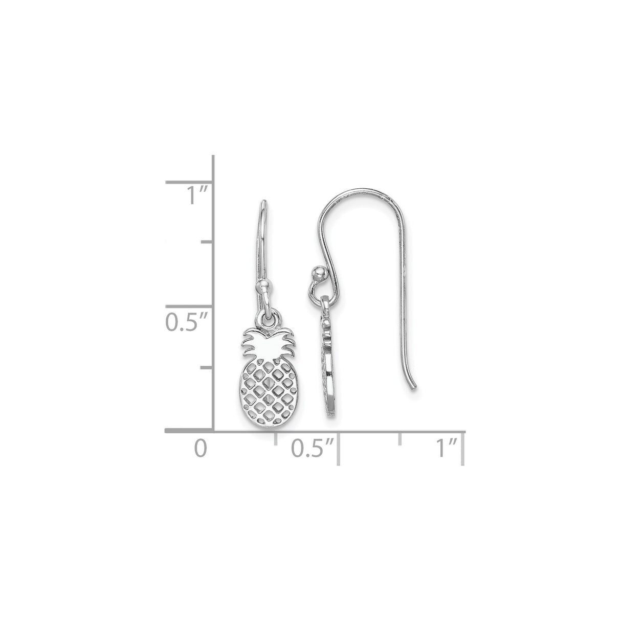 Sterling Silver Pineapple Dangle Earrings, Tropical Fruit Design, Lightweight Summer Jewelry