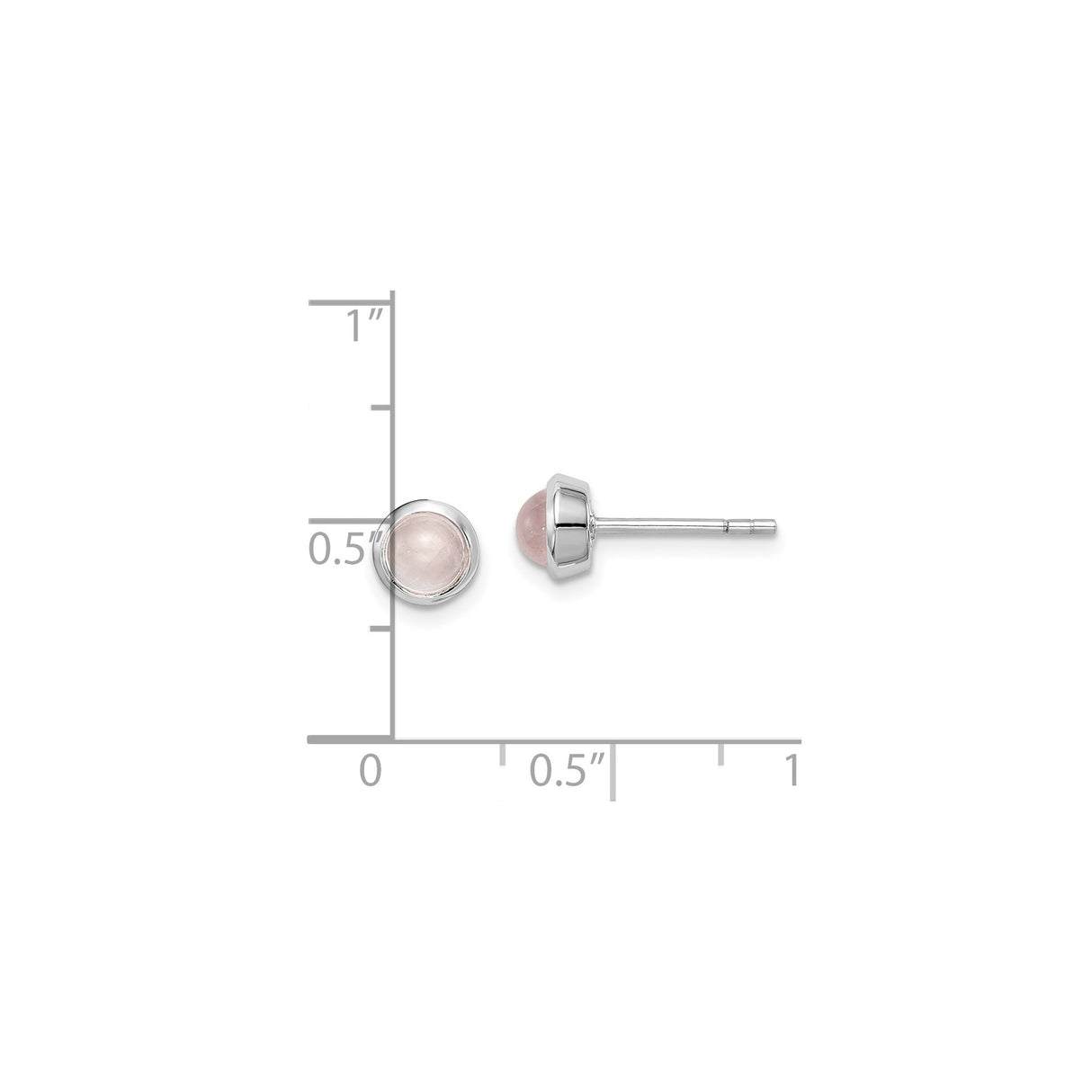 Sterling Silver Rose Quartz Stud Earrings Bezel Set
