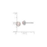 Sterling Silver Rose Quartz Stud Earrings Bezel Set